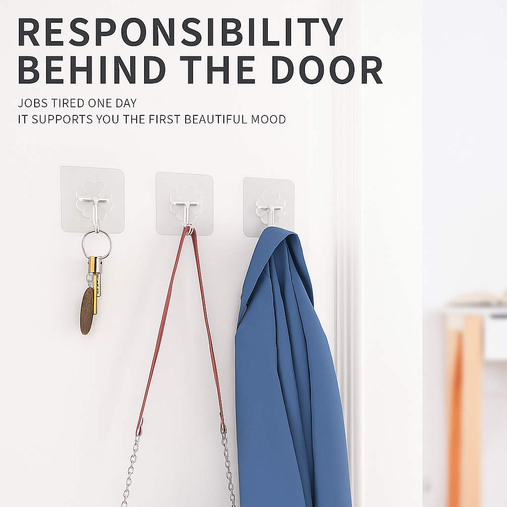PVC Wall Hooks | Heavy-Duty Adhesive, Stainless Steel, Waterproof & Rustproof | Ideal for Kitchen, Bathroom, Home & Office