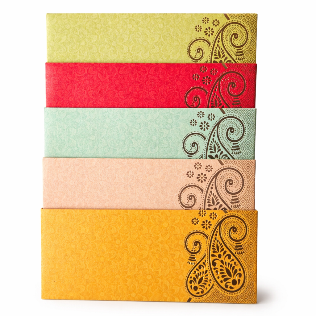 Money Gifting Envelopes | Golden Metallic Finish Double Ambi Design | Wedding, Festivals, Traditional Gifting