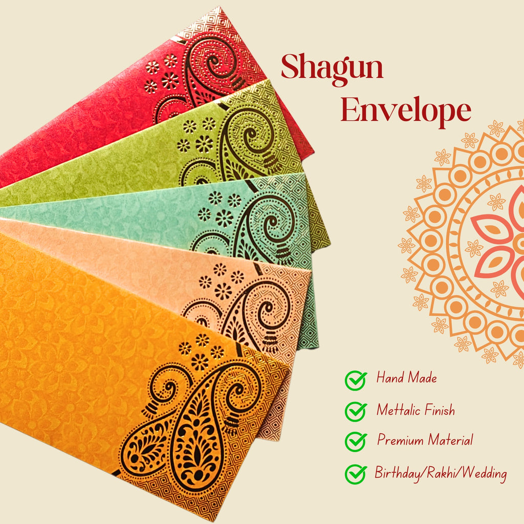 Money Gifting Envelopes | Golden Metallic Finish Double Ambi Design | Wedding, Festivals, Traditional Gifting